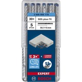 Bosch Expert Broca para martillo SDS plus-7X, Taladro Martillo perforador, Hammer drill bit, 5 mm, 115 mm, Concreto, Piedra, 5 cm