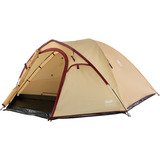 Coleman Darwin 4 Plus Summer, Tienda de campaña beige/Rojo oscuro