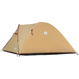 Coleman Darwin 4 Plus Summer, Tienda de campaña beige/Rojo oscuro