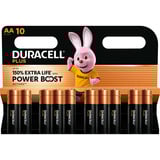 Duracell Plus Batería de un solo uso AA Alcalino Batería de un solo uso, AA, Alcalino, 1,5 V, 10 pieza(s), Negro, Oro