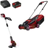 EINHELL Set cortacésped a batería Power X-Change GE-CM 18/30 + recortadora de césped GE-CT 18 rojo/Negro