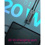 ICY BOX IB-HUB1457-C31 USB 3.2 Gen 1 (3.1 Gen 1) Type-C 10000 Mbit/s Azul, Gris, Hub USB USB 3.2 Gen 1 (3.1 Gen 1) Type-C, USB 3.2 Gen 2 (3.1 Gen 2) Type-C, USB Tipo C, 10000 Mbit/s, Azul, Gris, Aluminio, 20 W