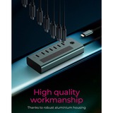 ICY BOX IB-HUB1457-C31 USB 3.2 Gen 1 (3.1 Gen 1) Type-C 10000 Mbit/s Azul, Gris, Hub USB USB 3.2 Gen 1 (3.1 Gen 1) Type-C, USB 3.2 Gen 2 (3.1 Gen 2) Type-C, USB Tipo C, 10000 Mbit/s, Azul, Gris, Aluminio, 20 W