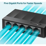TP-Link LS1005G No administrado Gigabit Ethernet (10/100/1000) Negro, Interruptor/Conmutador negro, No administrado, Gigabit Ethernet (10/100/1000), Montaje de pared