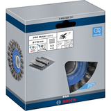 Bosch 2 608 620 731 accesorio para amoladora angular Cepillo abrasivo Cepillo abrasivo, Aluminio, Metal no ferroso, Pipa, Perfil, Acero, 11,5 cm, Bosch, Azul, Gris, 0,5 mm