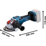Bosch GWX 18V-15 PSC PROFESSIONAL amoladora angular 12,5 cm 11000 RPM 1500 W 2,3 kg azul/Negro, 11000 RPM, 12,5 cm, Batería, 2,3 kg, Motor sin escobillas