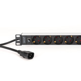 Digitus Regleta de enchufes 19" PDU con perfil de aluminio, 9 salidas, con fusible negro/Aluminio