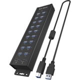 ICY BOX IB-HUB1720-U3 Negro, Hub USB negro, USB 3.2 Gen 1 (3.1 Gen 1) Type-A, Negro, Aluminio, Access, Poder, 0,8 m, China