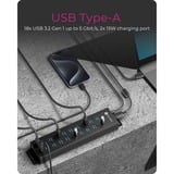 ICY BOX IB-HUB1720-U3 Negro, Hub USB negro, USB 3.2 Gen 1 (3.1 Gen 1) Type-A, Negro, Aluminio, Access, Poder, 0,8 m, China
