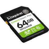 Kingston 64 GB SDXC Canvas Select Plus Gen3 100 MB/s C10 UHS-I U1 V10, Tarjeta de memoria 64 GB, SD, Clase 10, UHS-I, 100 MB/s, Class 1 (U1)