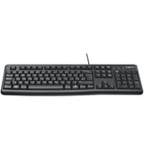 Logitech K120 Corded Keyboard teclado USB QWERTZ Alemán Negro negro, Completo (100%), Alámbrico, USB, QWERTZ, Negro