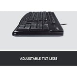 Logitech K120 Teclados negro, Completo (100%), Alámbrico, USB, QWERTZ, Negro