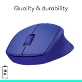 Logitech M330 SILENT PLUS, Ratón azul, mano derecha, Óptico, RF inalámbrico, 1000 DPI, Azul