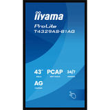 iiyama T4329AS-B1AG pantalla para PC 108 cm (42.5") 3840 x 2160 Pixeles 4K Ultra HD LED Pantalla táctil Negro, Monitor LED negro (mate), 108 cm (42.5"), 3840 x 2160 Pixeles, 4K Ultra HD, LED, 6,5 ms, Negro