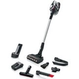 Bosch Serie 8 BSS82SIL1 aspiradora de pie y escoba eléctrica Aspiradora escoba Batería Secar Sin bolsa Negro, Plata 5 Ah, Aspirador vertical blanco, Aspiradora escoba, Sin bolsa, Negro, Plata, Secar, Filtrado, Suelo duro, Alfombra, Escalones, Tapicería
