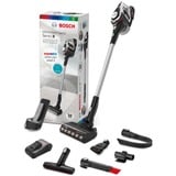 Bosch Serie 8 BSS82SIL1 aspiradora de pie y escoba eléctrica Aspiradora escoba Batería Secar Sin bolsa Negro, Plata 5 Ah, Aspirador vertical blanco, Aspiradora escoba, Sin bolsa, Negro, Plata, Secar, Filtrado, Suelo duro, Alfombra, Escalones, Tapicería