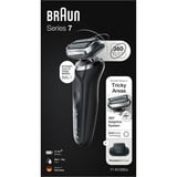 Braun Series 7 71-N1200s Máquina de afeitar de láminas Recortadora Acero inoxidable negro/Plateado, Máquina de afeitar de láminas, Acero inoxidable, Botones, LED, Carga, Poder, AC/Batería