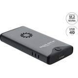 DeLOCK USB-C 40 Gbps para SSD M.2 NVMe PCIe con ventilador, Caja de unidades gris/Negro