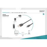 Digitus Cable de conexión USB 2.0 USB-A (conector) > Micro-USB (conector) negro