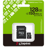 Kingston 128GB microSDXC Canvas Select Plus Gen3 150MB/s A1 (Incluye adaptador de SD), Tarjeta de memoria negro, 128 GB, MicroSDXC, Clase 10, UHS-I, 150 MB/s, Class 1 (U1)