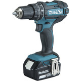 Makita Atornillador percutor inalámbrico DHP482RFWJ, 18 Voltios, Martillo atornillador blanco/Negro