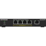 Netgear GS305PP No administrado Gigabit Ethernet (10/100/1000) Energía sobre Ethernet (PoE) Negro, Interruptor/Conmutador negro, No administrado, Gigabit Ethernet (10/100/1000), Bidireccional completo (Full duplex), Energía sobre Ethernet (PoE), Montaje de pared