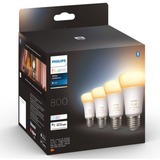 Philips Hue Bombilla inteligente A60 - E27 - 800 (paquete de 4), Lámpara LED Philips Hue White ambiance Bombilla inteligente A60 - E27 - 800 (paquete de 4), Bombilla inteligente, Blanco, Bluetooth/Zigbee, LED, E27, Luz fría, Blanco cálido