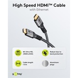 goobay Plus Cable HDMI de alta velocidad con Ethernet, 4K @ 60Hz gris