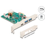 DeLOCK Tarjeta PCIe x1 a 1x USB-C PD 30W ext. + 2 USB 3.2 Gen 1 ext., Controlador USB 