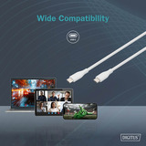 Digitus Cable de conexión de silicona USB 2.0 USB-C > USB-C blanco