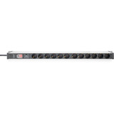 Digitus Regleta PDU con perfil de aluminio, 12 tomas negro/Aluminio