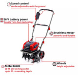 EINHELL Azada de batería profesional GP-CR 36/45 Li E BL - Solo, 36 Voltios (2x18V), Cortar rojo/Negro
