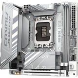 GIGABYTE B860I AORUS PRO ICE Placa base - CPUs Intel Core Ultra, VRM de 8+1+2+1 fases, hasta 9200MHz DDR5, 1xPCIe 5.0 + 1xPCIe 4.0 M.2, LAN 2,5 GbE, WIFI 7, Thunderbolt 4 plateado, VRM de 8+1+2+1 fases, hasta 9200MHz DDR5, 1xPCIe 5.0 + 1xPCIe 4.0 M.2, LAN 2,5 GbE, WIFI 7, Thunderbolt 4, Intel, LGA 1851 (Socket V1), Intel Core Ultra (Serie 1), Intel Core Ultra (Series 2), LGA 1851, DDR5-SDRAM, 128 GB
