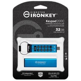 Kingston IronKey Keypad 200C USB-C de 32 GB 200C, FIPS 140-3 nivel 3 AES-256, Lápiz USB FIPS 140-3 nivel 3 AES-256, 32 GB, USB Tipo C, 3.2 Gen 1 (3.1 Gen 1), 145 MB/s, Funda, Azul