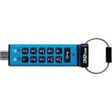 Kingston IronKey Keypad 200C USB-C de 32 GB 200C, FIPS 140-3 nivel 3 (pendiente) AES-256, Lápiz USB FIPS 140-3 nivel 3 (pendiente) AES-256, 32 GB, USB Tipo C, 3.2 Gen 1 (3.1 Gen 1), 145 MB/s, Funda, Azul