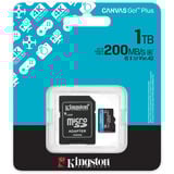 Kingston Tarjeta microSDXC Canvas Go Plus Gen4 de 1 TB, 200 MB/s, A2 U3 V30 y adaptador, Tarjeta de memoria negro, 200 MB/s, A2 U3 V30 y adaptador, 1 TB, MicroSD, Clase 10, UHS-I, 200 MB/s, 160 MB/s
