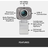 Logitech StreamCam Cámaras web, Webcam blanco, 1920 x 1080 Pixeles, Full HD, 60 pps, 1080p, 2 - 3.7 mm, 0.1 m