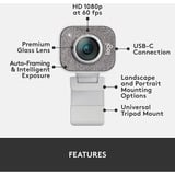 Logitech StreamСam cámara web 1920 x 1080 Pixeles USB 3.2 Gen 1 (3.1 Gen 1) Blanco, Webcam blanco, 1920 x 1080 Pixeles, Full HD, 60 pps, 1080p, 2 - 3.7 mm, 0.1 m