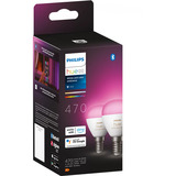 Philips Hue White & Color Ambiance E14 forma de gota paquete doble 470 lm, Lámpara LED 