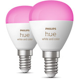Philips Hue White & Color Ambiance E14 forma de gota paquete doble 470 lm, Lámpara LED 