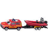 SIKU Land Rover Defender with boat Modelo a escala de SUV Previamente montado, Automóvil de construcción Modelo a escala de SUV, Previamente montado, Cualquier género, Metal, Plástico, Rojo, Amarillo, No recomendado para niños menores de 36 meses