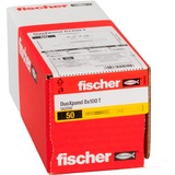fischer Taco de vástago largo DuoXpand 8x100 T, Pasador gris claro/Rojo