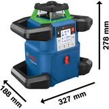 Bosch GRL 650 CHVG Nivel giratorio 70 m 500-540 nm (< 10mW), Láser rotativo azul, 70 m, 1,5 mm/m, 360°, 650 m, 600 RPM, Horizontal/Vertical