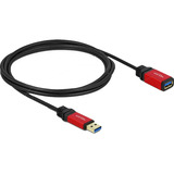DeLOCK Cable de extensión USB 3.2 Gen 1, conector USB-A > toma USB-A, Cable alargador negro/Rojo