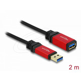 DeLOCK Cable de extensión USB 3.2 Gen 1, conector USB-A > toma USB-A, Cable alargador negro/Rojo