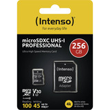 Intenso UHS-I Professional 256 GB microSDXC, Tarjeta de memoria negro