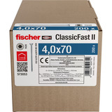 fischer Tornillo para tableros de partículas ClassicFast II 4,0x70 cabeza avellanada TX 