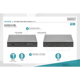 Digitus Procesador de videowall HDMI 4K, 2x2, Splitter HDMI negro