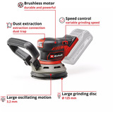 EINHELL TP-RS 18/32 Li BL-Solo, 4462020, Lijadora orbital rojo/Negro