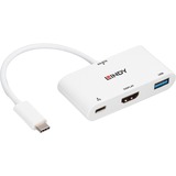 Lindy 43340 Adaptador gráfico USB 3840 x 2160 Pixeles Blanco, Hub USB blanco, 3840 x 2160 Pixeles